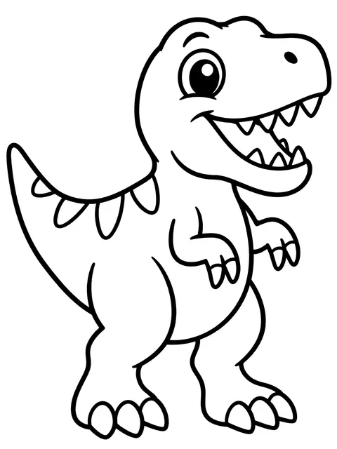 Easy Cute cartoon T. rex coloring page