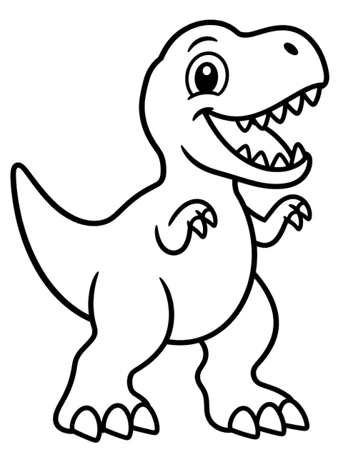 Easy T. rex waving its tiny arms coloring page
