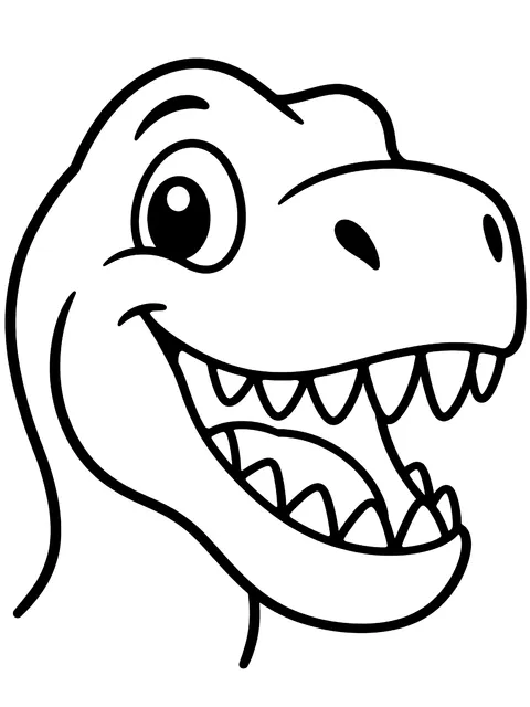 Easy Smiling T. rex head coloring page