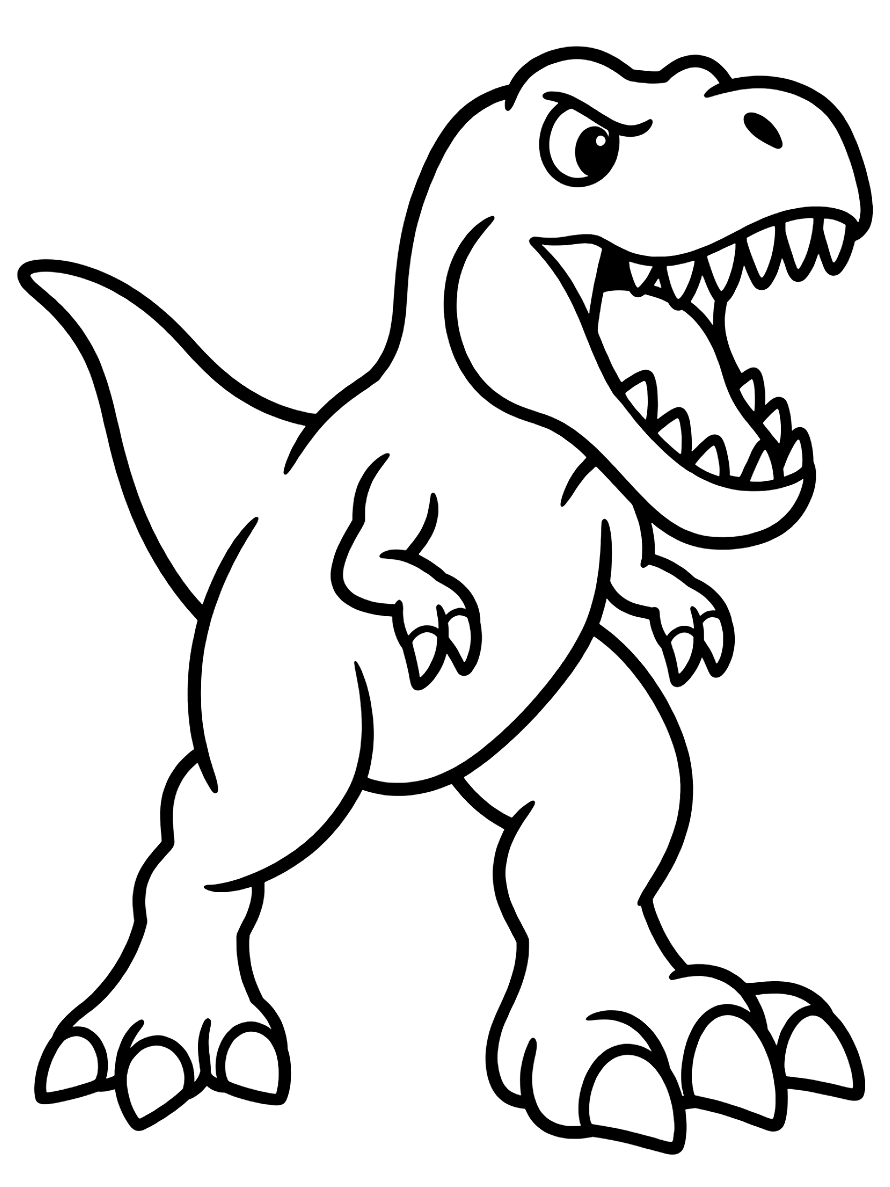 Easy T. rex stomping coloring page