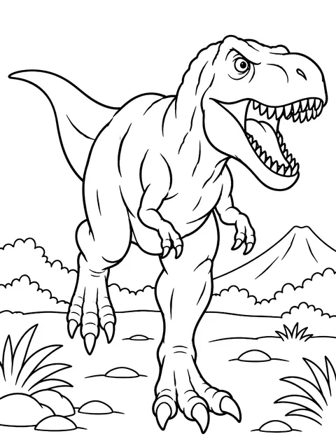 T. rex running coloring page