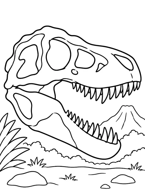 T. rex skull coloring page