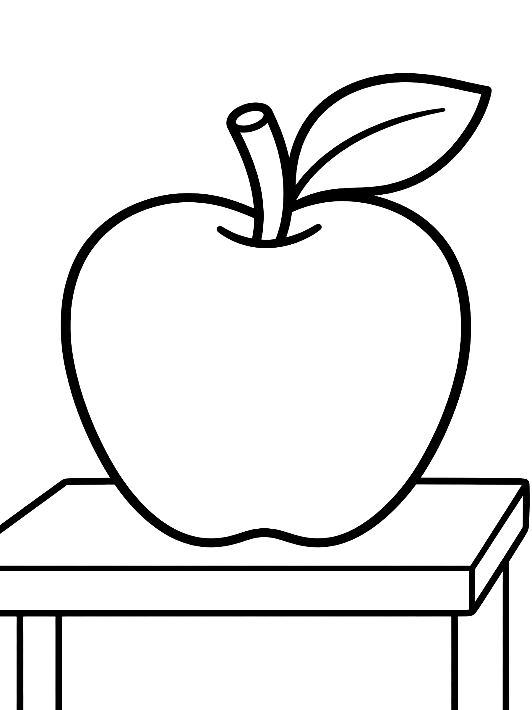 Easy Apple on a desk coloring page