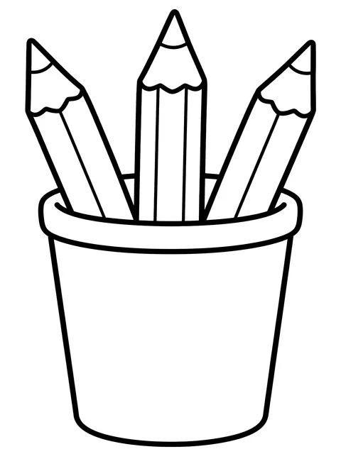 Easy Pencils in a cup coloring page