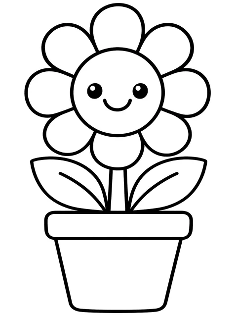 Easy Thank you for helping me grow flowerpot coloring page