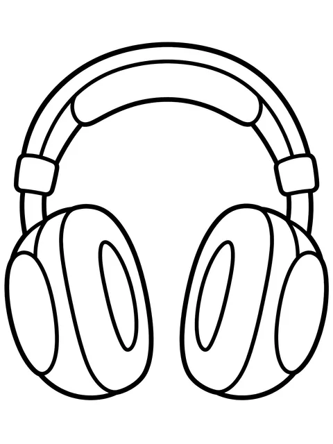 Easy Over-ear headphones coloring page