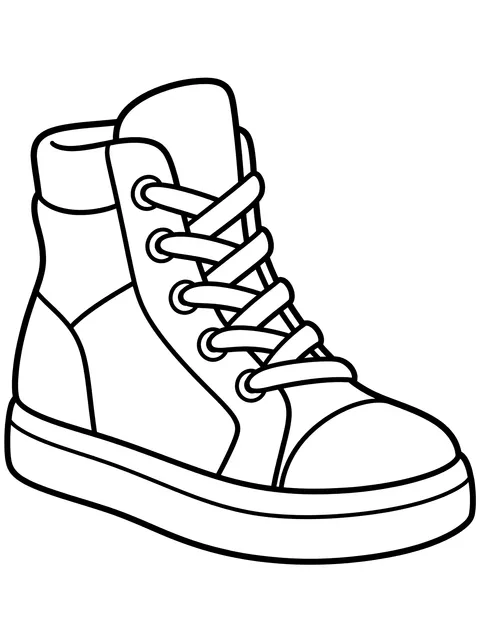 Easy High-top sneaker with blank panels coloring page