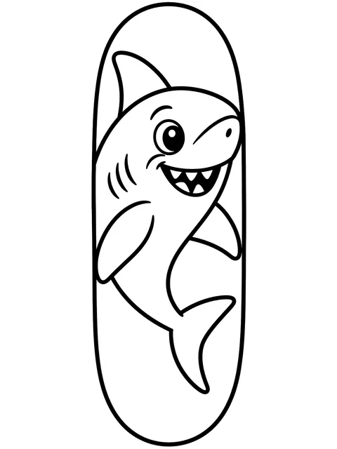 Easy Skateboard deck to design coloring page