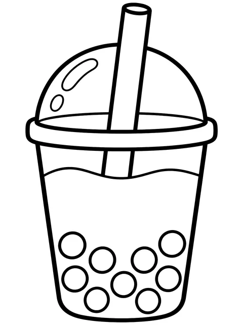 Easy Boba cup with a dome lid coloring page
