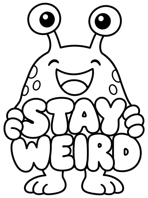 Easy Stay weird bubble letter quote coloring page