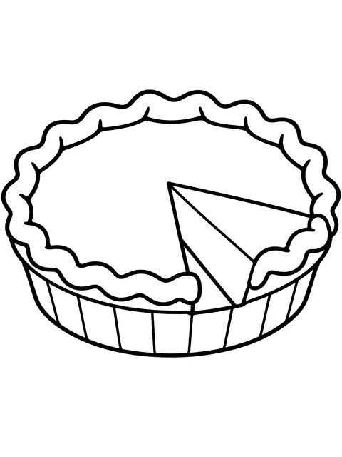 Easy Whole pumpkin pie with a slice cut coloring page