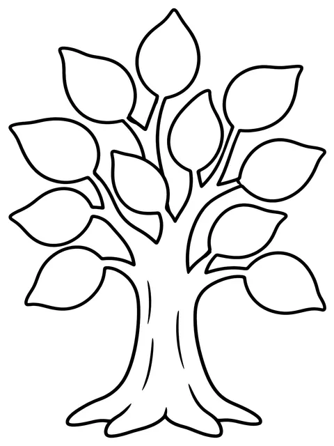 Easy Thankful tree with blank leaves coloring page