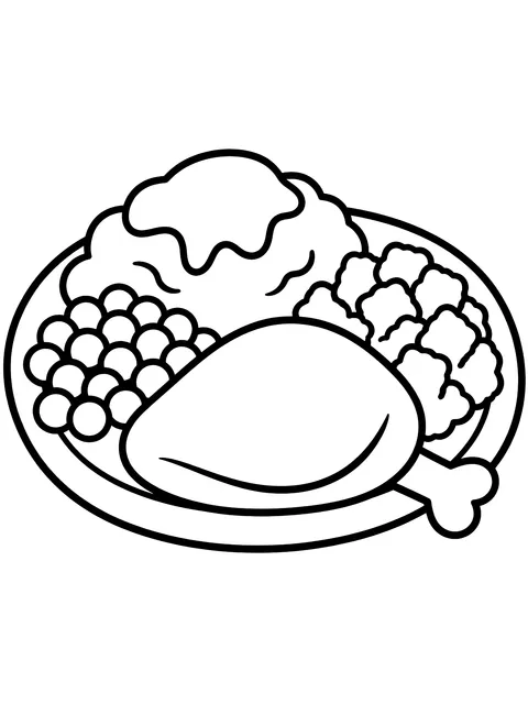 Easy Thanksgiving dinner plate coloring page