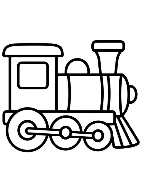 Easy Steam engine side view coloring page