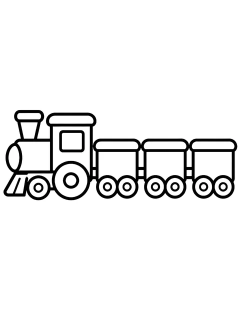 Easy Simple train with three cars coloring page