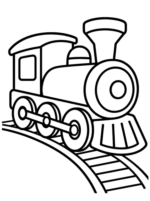 Easy Train on a curved track coloring page