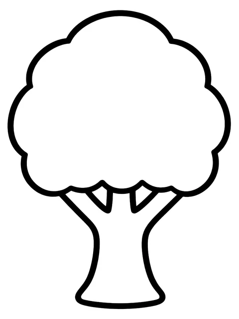 Easy Simple tree with a round crown coloring page