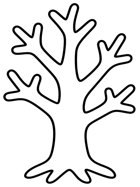 Easy Bare tree to decorate coloring page