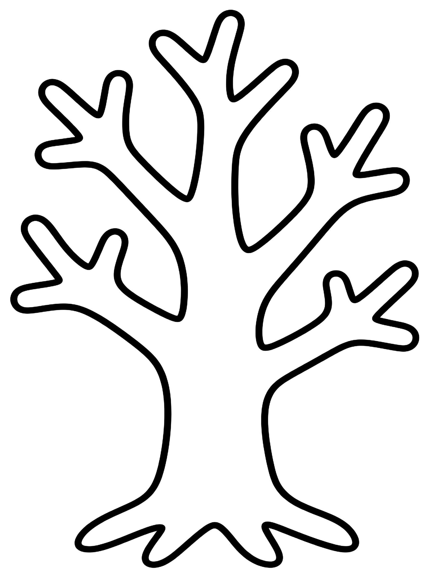 Easy Bare tree to decorate coloring page