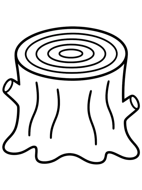 Easy Tree stump with rings coloring page