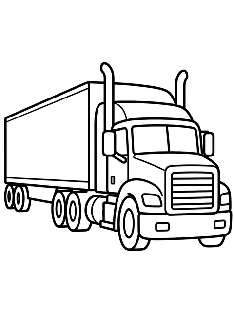 Easy Semi truck with a trailer coloring page