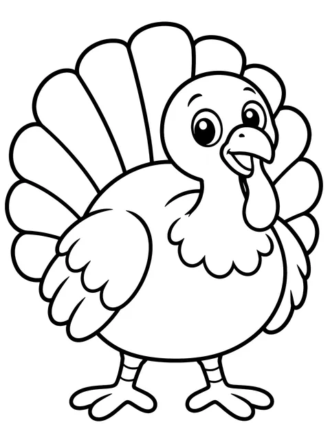 Easy Round cartoon turkey coloring page