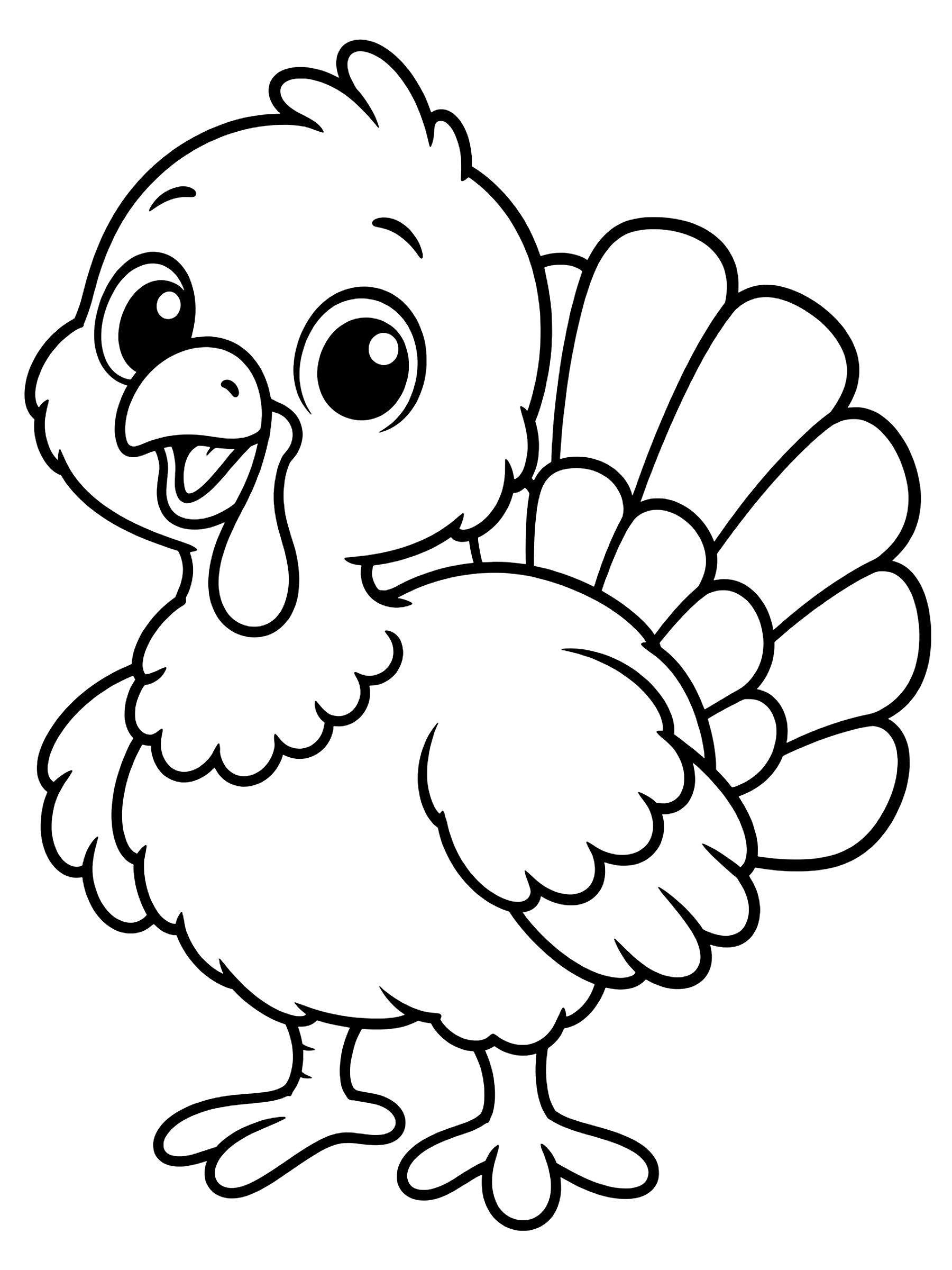 Easy Fluffy baby turkey coloring page