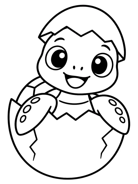 Easy Baby turtle hatching from an egg coloring page