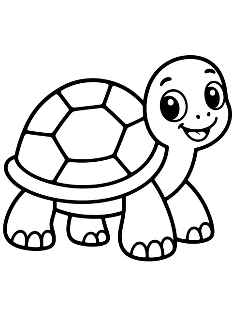Easy Smiling turtle with a big shell pattern coloring page