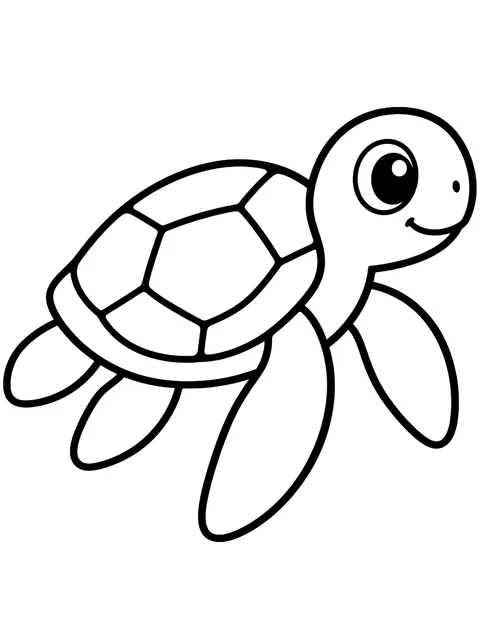 Easy Simple sea turtle swimming coloring page