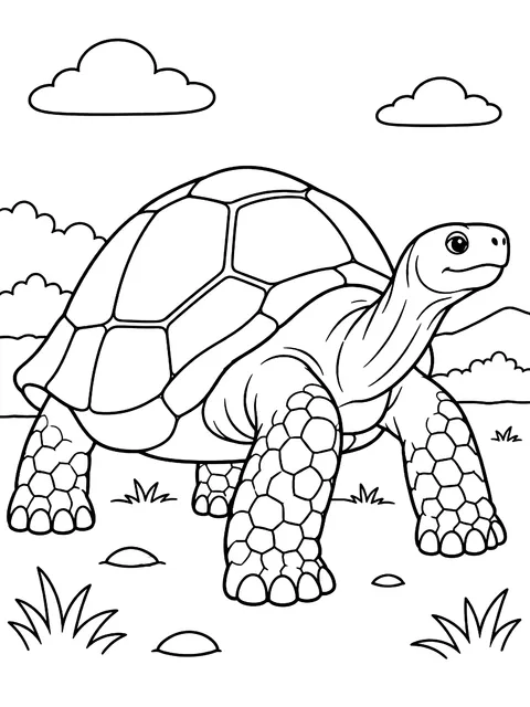Giant tortoise walking coloring page