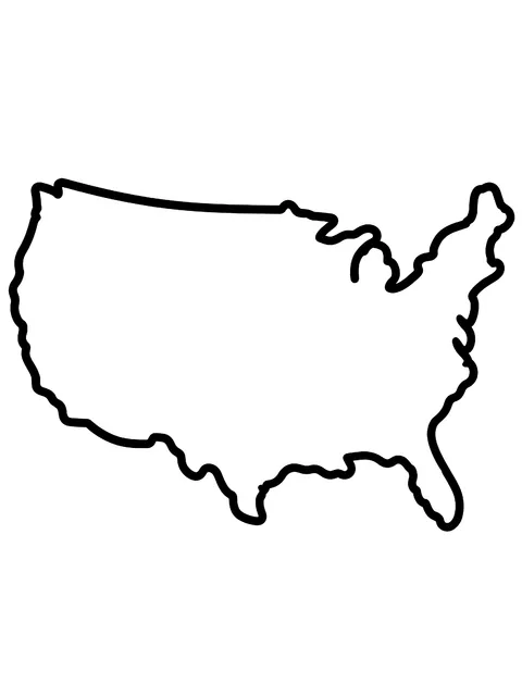 Easy USA outline with no state lines coloring page