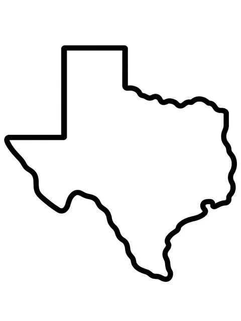 Easy Texas state outline coloring page