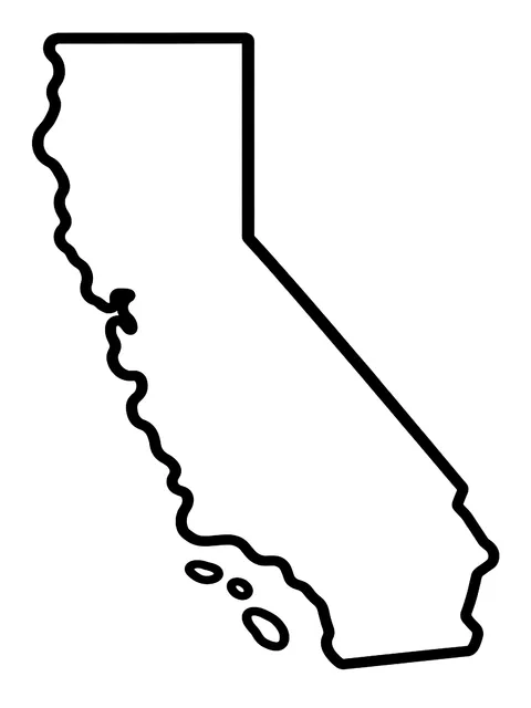 Easy California state outline coloring page