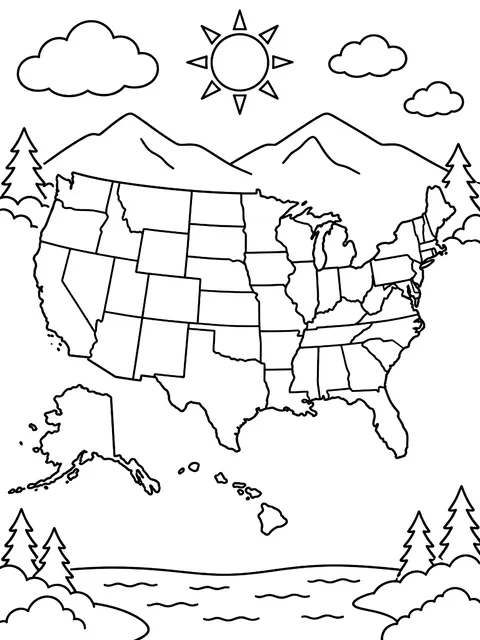 Blank map of the 50 states coloring page