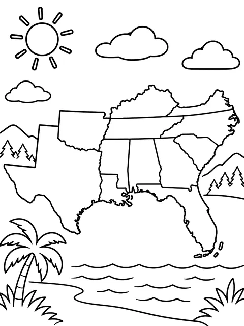 South region map coloring page