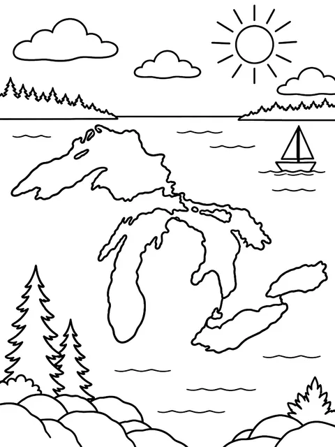 Great Lakes map coloring page