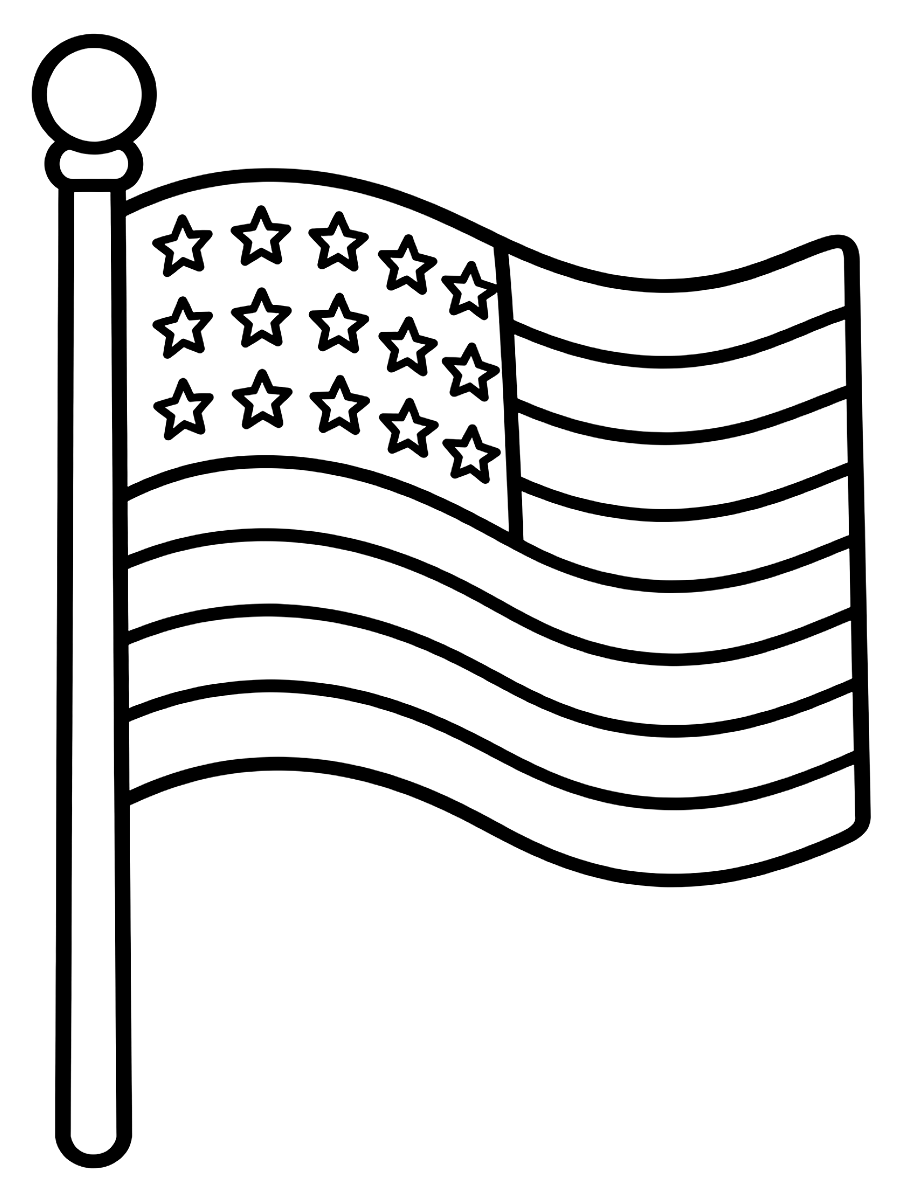 Easy American flag on a pole coloring page