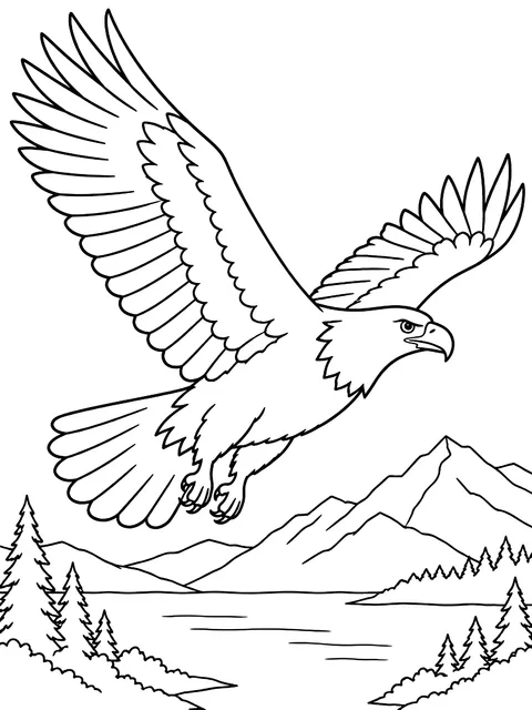 Bald eagle in flight coloring page