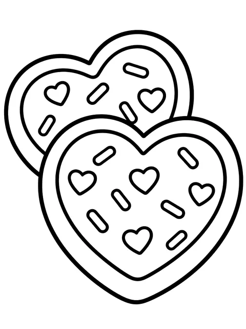 Easy Frosted heart cookies coloring page