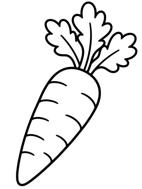 Easy Carrot with a leafy top coloring page
