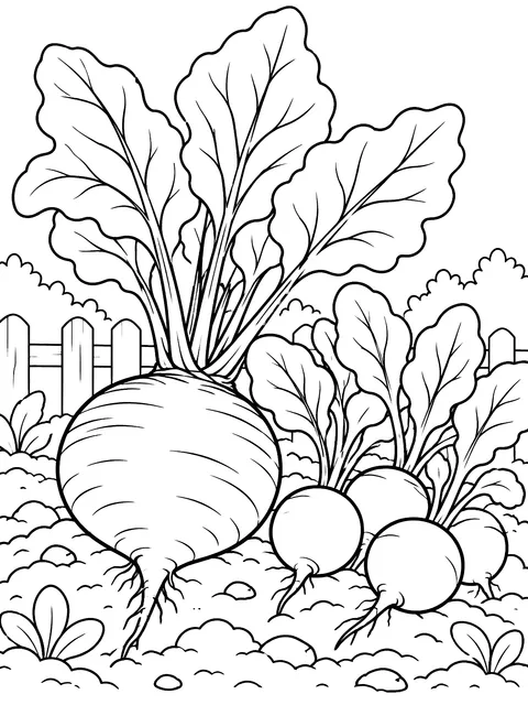 Beet and radishes coloring page