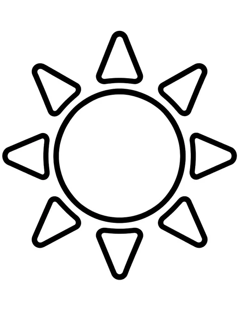 Easy Big sun with rays coloring page