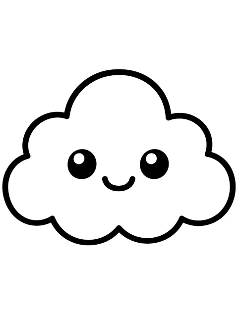 Easy Puffy cloud coloring page