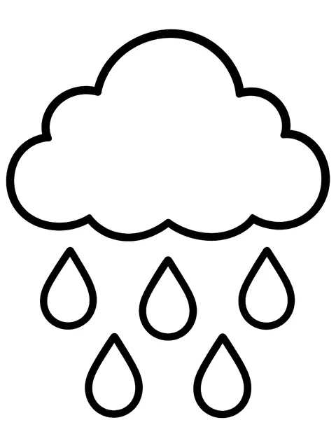 Easy Rain cloud with drops coloring page
