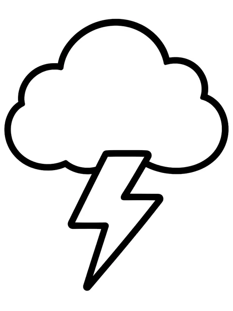 Easy Storm cloud with a lightning bolt coloring page