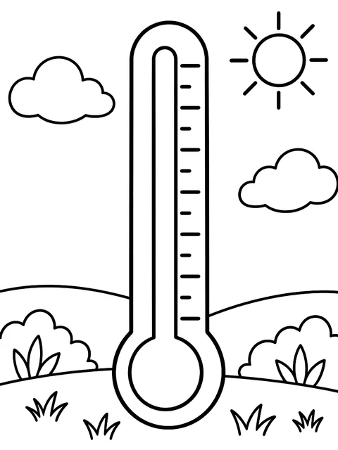 Thermometer to fill in coloring page