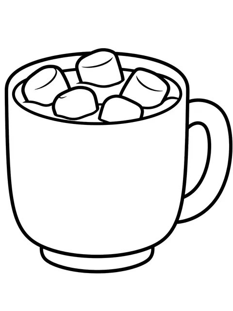 Easy Mug of hot cocoa with marshmallows coloring page