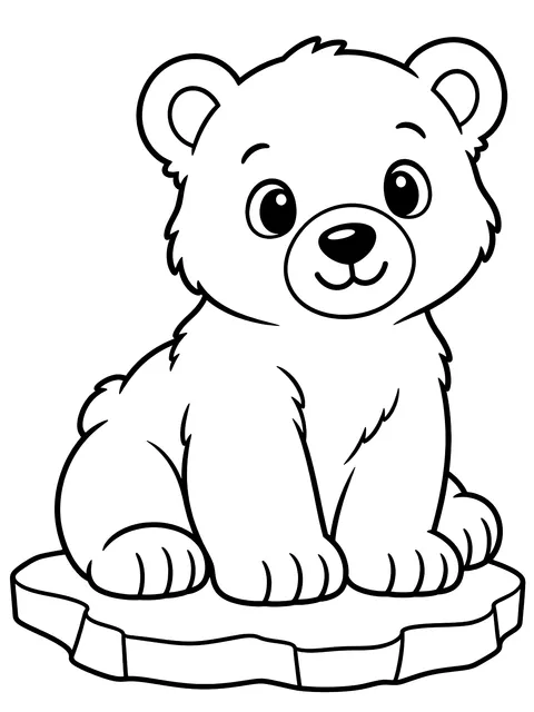 Easy Polar bear cub sitting on the ice coloring page