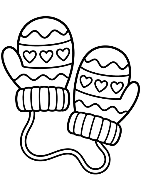 Easy Pair of patterned mittens coloring page